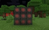 Stacked heat blocks in a 3x3 grid, although their warming effects are not seen here as there is no snow or ice present (Image via Mojang).